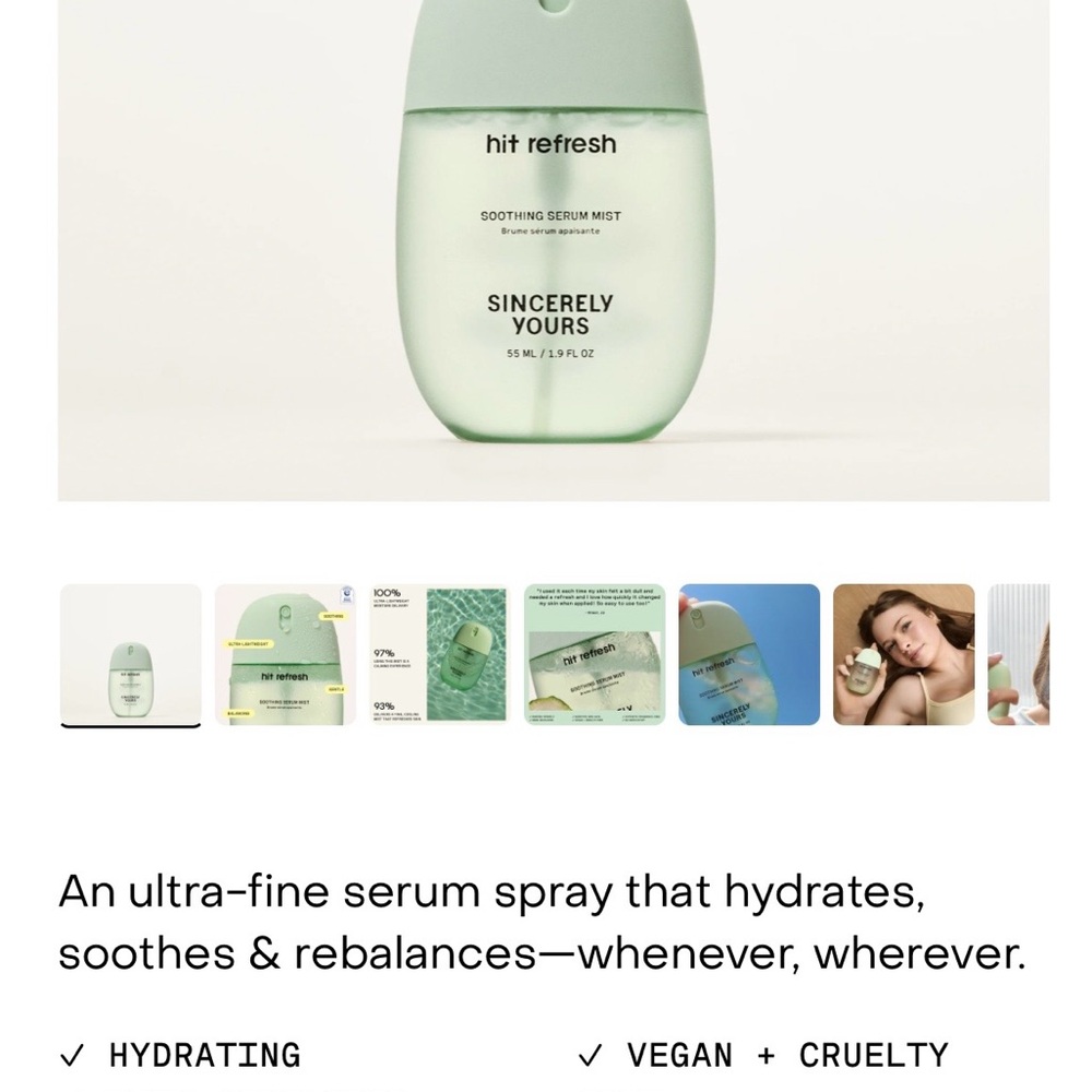Sincerely Yours Hit Refresh Mist | | Brand New